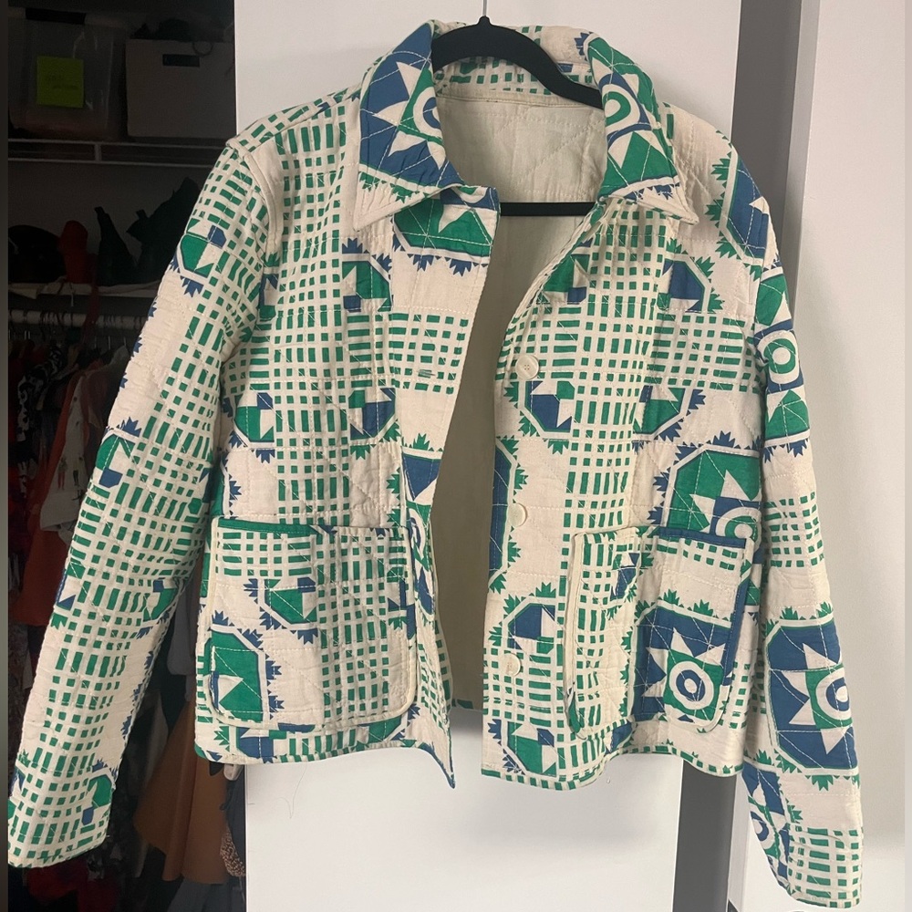 Zara printed quilted jacket, size M, barely worn